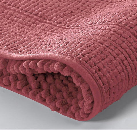 2PC Rose Soft Cozy Plush Chenille Bath Mat Set