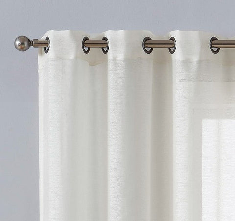 Beige Sheer Window Grommet Curtain Set